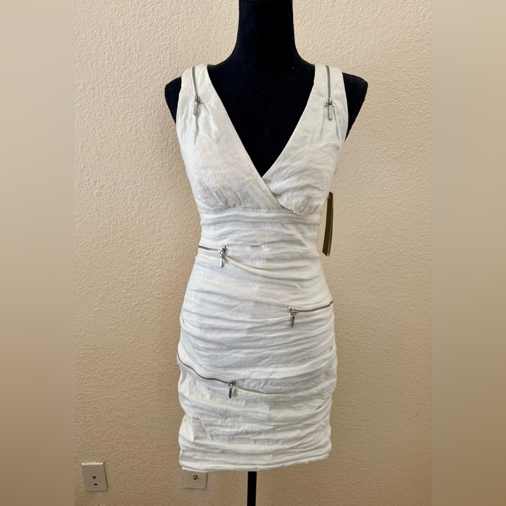 NWT Nicole Miller White Zipper Dress Small